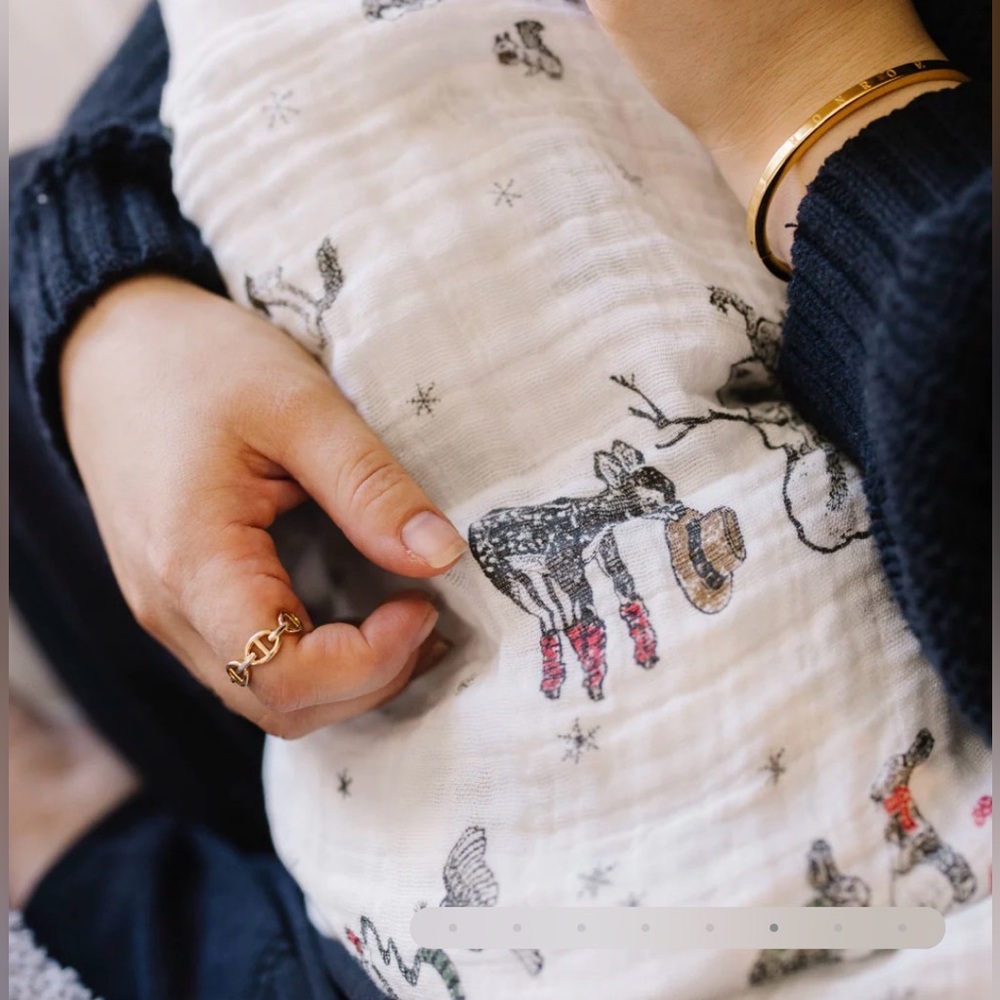 Cotton Muslin Swaddle Blanket - Snow Day - Little Unicorn